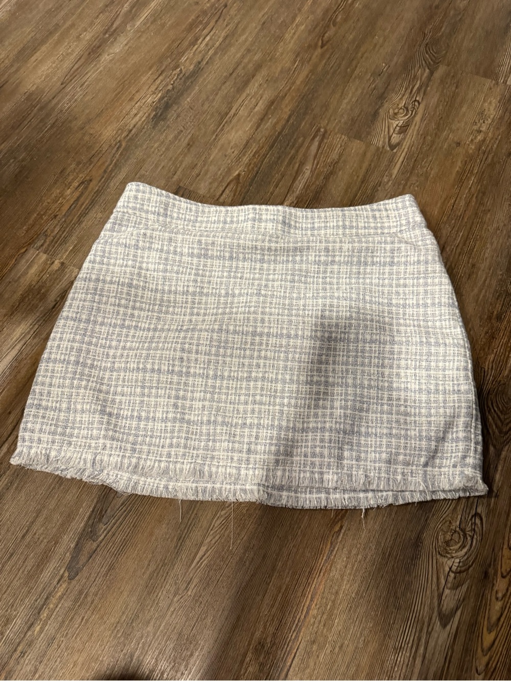 Light Gray/ Baby Blue and White Tweed Mini Skirt